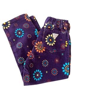 VTG Y2K 90s Baby Guess Girls Floral Corduroy Pants Sz 4 Multicolor USA Made Boho